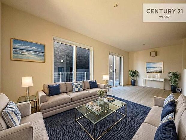 家具はCGパースです。大切な家族が集まるからこそLDKにはこだわりたい。子供たちが元気に笑いながら走り回っている姿を見た時が「広い家にして良かった」と思う瞬間です。