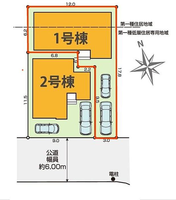 カースペースは2台付き！(車種による)セカンドカー持ちの方や急な来客時にも安心ですね。