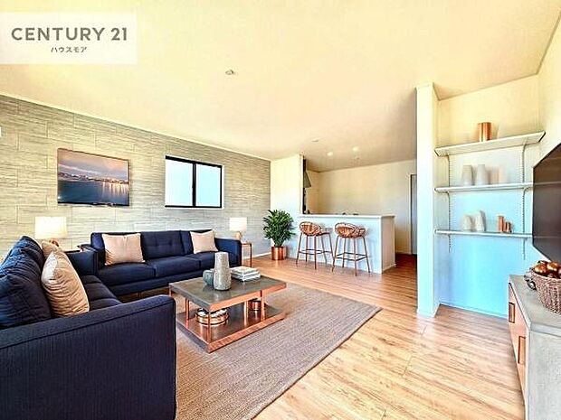 家具はCGパースです。大切な家族が集まるからこそLDKにはこだわりたい。子供たちが元気に笑いながら走り回っている姿を見た時が「広い家にして良かった」と思う瞬間です。