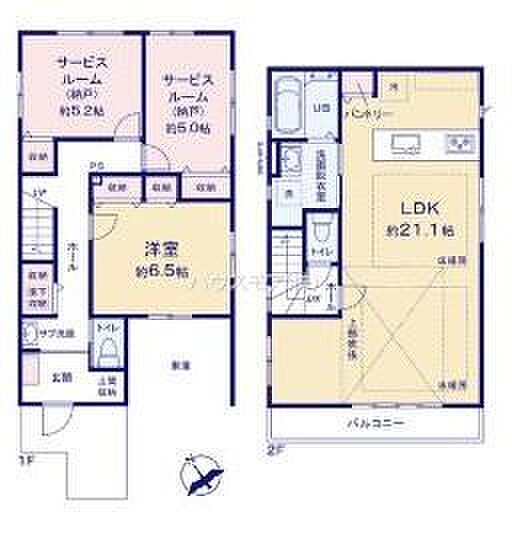 1LDK＋2Sの魅力的な間取り！LDKはゆったりとした空間で、ご家族との団らん時間が、より一層充実したものになりますね！家族との仲が深まり、自然と笑顔が増えそうです！