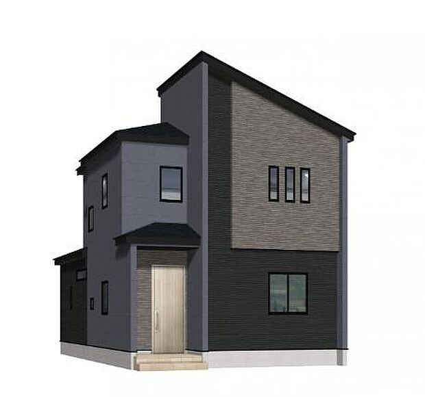 こちらは完成予想図です。明るく洗練された外観デザインで、快適な暮らしを想像しやすい仕上がりになっています。完成後の住まいでの新しい生活が楽しみになる一枚です。