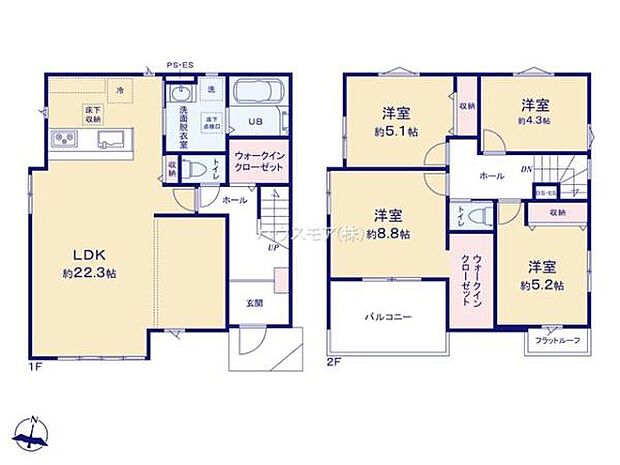 4LDKの魅力的な間取り!LDKはゆったりとした空間で、ご家族との団らん時間が、より一層充実したものになりますね。家族との仲が深まり、自然と笑顔が増えます!
