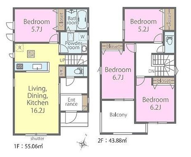 4LDKの魅力的な間取り!LDKはゆったりとした空間で、ご家族との団らん時間が、より一層充実したものになりますね。家族との仲が深まり、自然と笑顔が増えます!