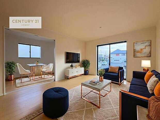 家具はCGパースです。大切な家族が集まるからこそLDKにはこだわりたい。子供たちが元気に笑いながら走り回っている姿を見た時が「広い家にして良かった」と思う瞬間です。