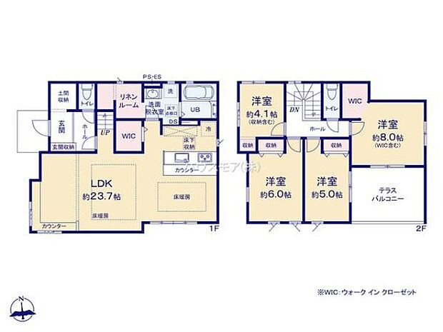 4(5)LDKの魅力的な間取り!LDKはゆったりとした空間で、ご家族との団らん時間が、より一層充実したものになりますね家族との仲が深まり、自然と笑顔が増えそうです!