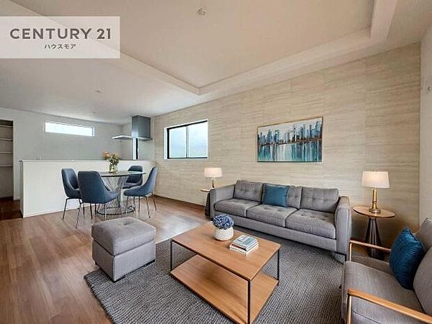 家具はCGパースです。大切な家族が集まるからこそLDKにはこだわりたい。子供たちが元気に笑いながら走り回っている姿を見た時が「広い家にして良かった」と思う瞬間です。