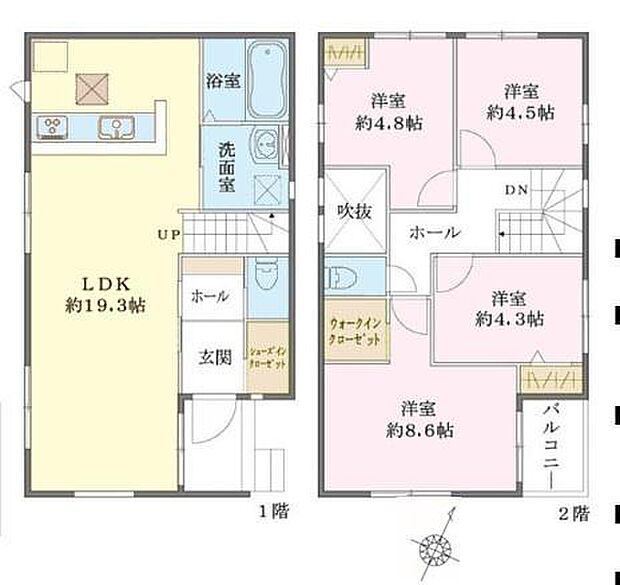 4LDKの魅力的な間取り!LDKはゆったりとした空間で、ご家族との団らん時間が、より一層充実したものになりますね。家族との仲が深まり、自然と笑顔が増えます!