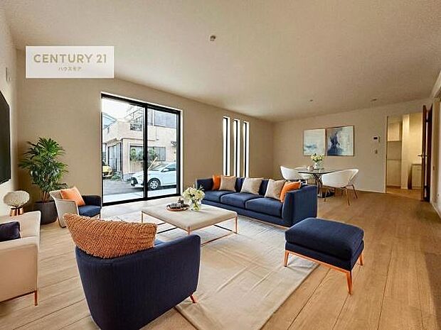 家具はCGパースです。開放感のある広々LDK!ソファーやダイニングテーブルを置いても窮屈にならないので快適に過ごせます!コミュニケーションが取りやすいリビングです!