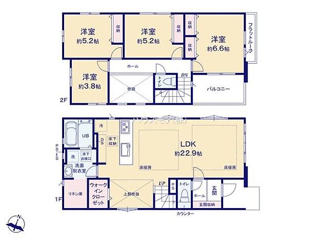4LDKの魅力的な間取り!LDKはゆったりとした空間で、ご家族との団らん時間が、より一層充実したものになりますね家族との仲が深まり、自然と笑顔が増えそうです!