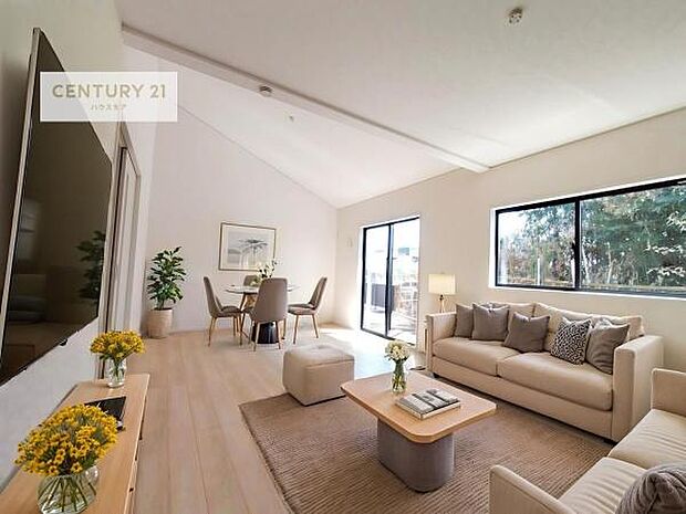 家具はCGパースです。心地良いリビングは家族が自然と集まります。家族団欒の時間が増えそうです。ご家族と、より一層充実した時間を過ごせそうですね。