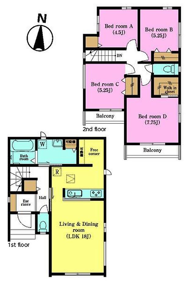 4LDKの魅力的な間取り！LDKはゆったりとした空間で、ご家族との団らん時間が、より一層充実したものになりますね家族との仲が深まり、自然と笑顔が増えそうです！
