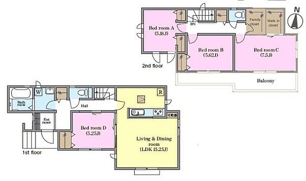 4LDKの魅力的な間取り!LDKはゆったりとした空間で、ご家族との団らん時間が、より一層充実したものになりますね。家族との仲が深まり、自然と笑顔が増えます!