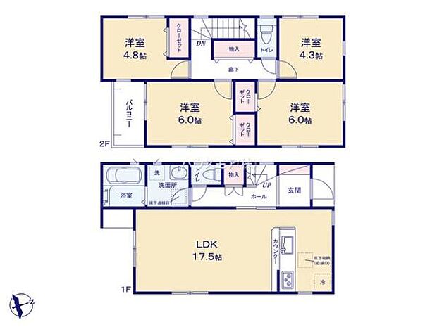 4LDKの魅力的な間取り!LDKはゆったりとした空間で、ご家族との団らん時間が、より一層充実したものになりますね。家族との仲が深まり、自然と笑顔が増えます!