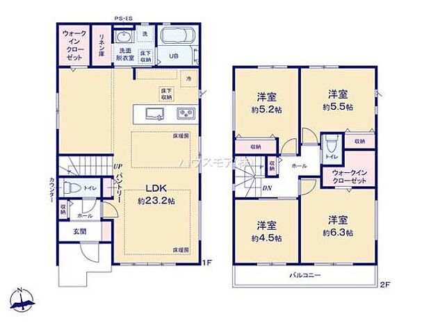 4(5)LDKの魅力的な間取り！LDKはゆったりとした空間で、ご家族との団らん時間が、より一層充実したものになりますね家族との仲が深まり、自然と笑顔が増えそうです！