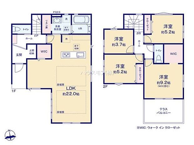 4(5)LDKの魅力的な間取り!LDKはゆったりとした空間で、ご家族との団らん時間が、より一層充実したものになりますね。家族との仲が深まり、自然と笑顔が増えます!