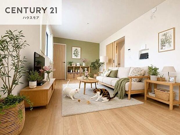 家具はCGパースです。心地良いリビングは家族が自然と集まります。家族団欒の時間が増えそうです。ご家族と、より一層充実した時間を過ごせそうですね。