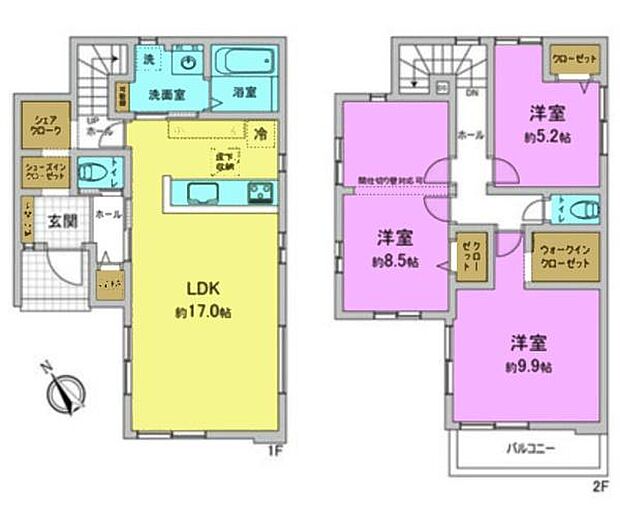 3(4)LDKの魅力的な間取り!LDKはゆったりとした空間で、ご家族との団らん時間が、より一層充実したものになりますね。家族との仲が深まり、自然と笑顔が増えます!
