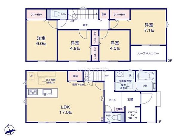 4LDKの魅力的な間取り!LDKはゆったりとした空間で、ご家族との団らん時間が、より一層充実したものになりますね。家族との仲が深まり、自然と笑顔が増えます!