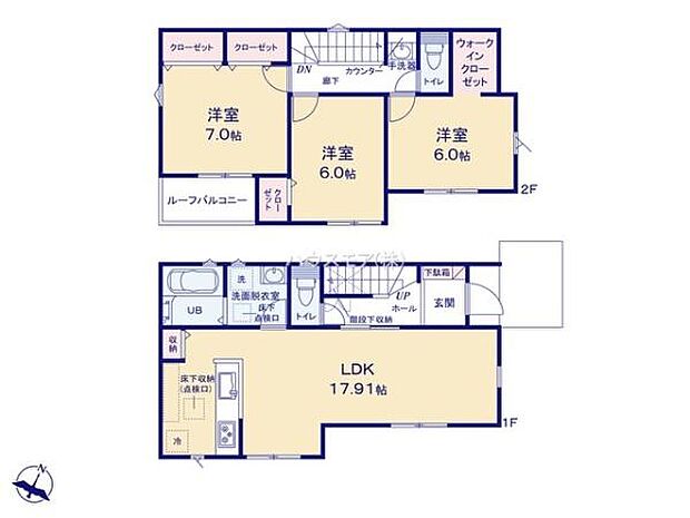 3LDKの魅力的な間取り!LDKはゆったりとした空間で、ご家族との団らん時間が、より一層充実したものになりますね家族との仲が深まり、自然と笑顔が増えそうです!