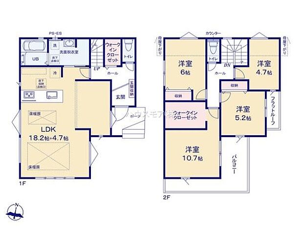 4LDKの魅力的な間取り！LDKはゆったりとした空間で、ご家族との団らん時間が、より一層充実したものになりますね。家族との仲が深まり、自然と笑顔が増えます！