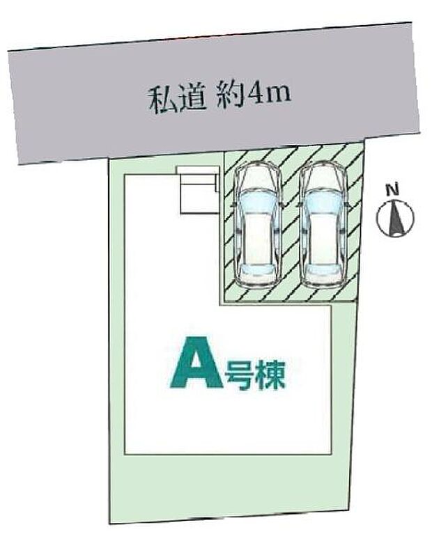 カースペースは2台分を確保。ご夫婦それぞれのお車を所有するご家庭や、来客時にも便利です。