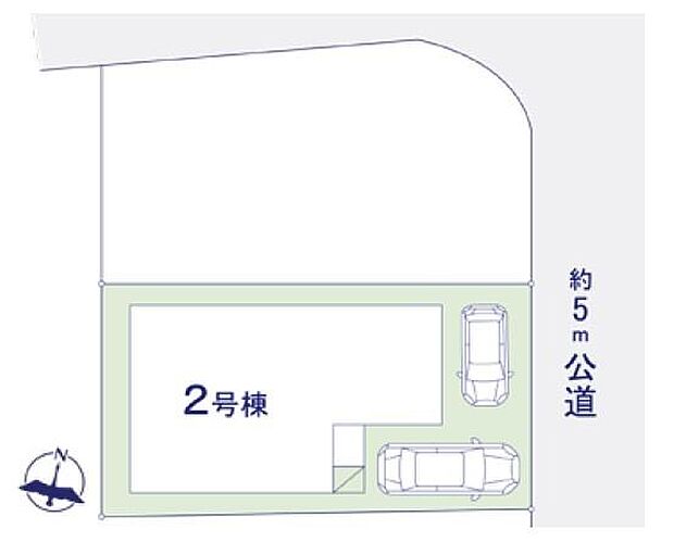 カースペースは2台分を確保。ご夫婦それぞれのお車を所有するご家庭や、来客時にも便利です。