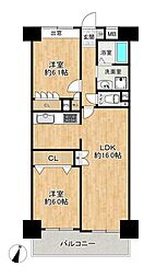 ライオンズマンション明石大久保第2 2LDKの間取図画像