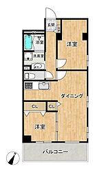 上高丸コーポラス 2LDKの間取図画像