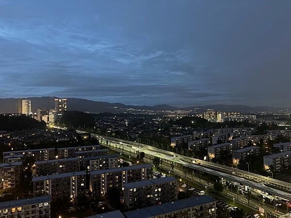 【現地からの眺望】バルコニーからの眺め。20階最上階からの眺めは落ち着いた雰囲気を感じられます。