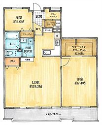 サンリーノ中央林間 2LDKの間取図画像