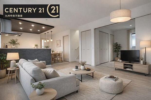 ※掲載の家具およびCG加工はあくまでイメージであり、販売価格には含まれておりません。【リビング】暖かな光が包み込んでくれるLDKは家族みんなが自然と集まる場所。快適でゆったり寛げる空間です。