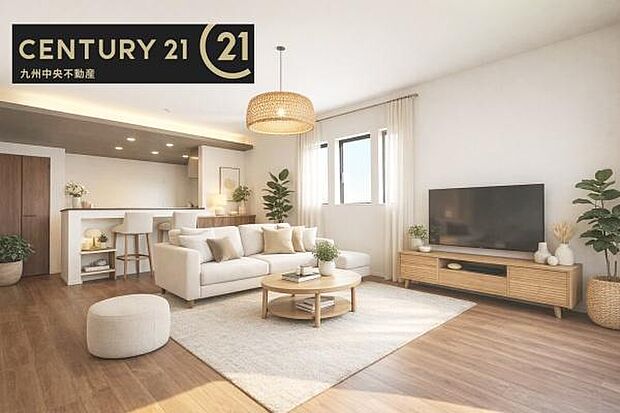 ※掲載の家具およびCG加工はあくまでイメージであり、販売価格には含まれておりません。【リビング】暖かな光が包み込んでくれるLDKは家族みんなが自然と集まる場所。快適でゆったり寛げる空間です。