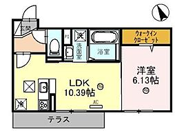 インヴィート（守山市二町町） 1階1LDKの間取り