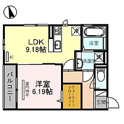 サザンクロス　栗東市高野 3階1LDKの間取り