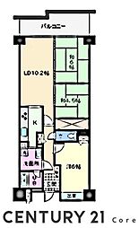 シャルマンコーポ野洲・2 3LDKの間取図画像