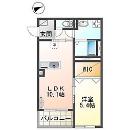 シャトー岩田 勝部 1LDKの間取図画像