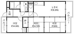 クレスティ栗田 3LDKの間取図画像