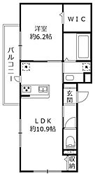 Freude フロイデ 1LDKの間取図画像