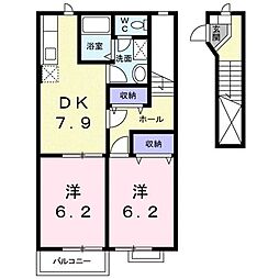 ドリームコーポラス 2DKの間取図画像