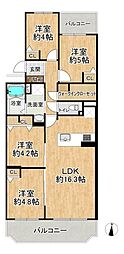 サンヴェール高槻3号棟 4LDKの間取図画像