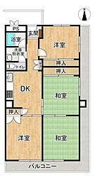 高槻スカイハイツ 4DKの間取図画像