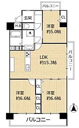 京都堀川グランドハイツ 3LDKの間取図画像