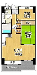 リバーサイドヴィラ姫島2 2LDKの間取図画像