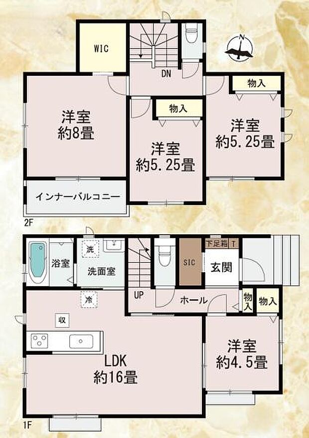 【間取り】4LDK、敷地面積/173.96m2(52.62坪)、建物面積/96.87m2(29.3坪)