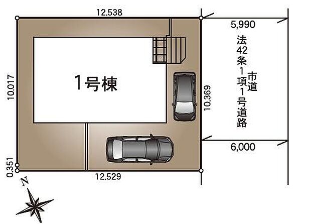 【区画図】駐車スペース2台可能