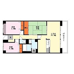 ベルヴィ草津 3LDKの間取図画像