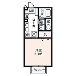 セジュール向日葵 1Kの間取図画像