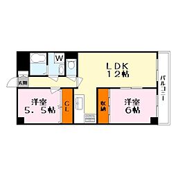 レジデンス南草津 2LDKの間取図画像