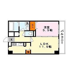 ベルヴィオウミ 1LDKの間取図画像
