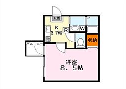 ビエノス京都花園 1Kの間取図画像